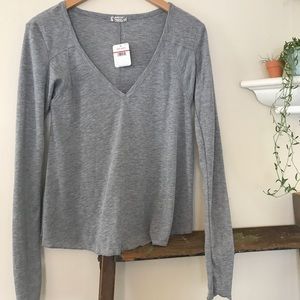 NWT Free People grey long sleeve top